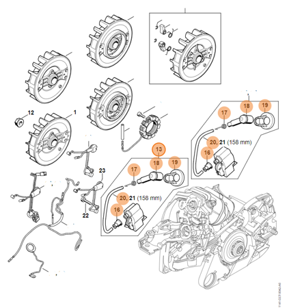 Cewka, Jednostka Sterująca, Moduł Zapłonowy STIHL MS 261 1141-400-1331