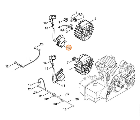 Cewka Moduł Zapłonowy STIHL MS 230 1123-400-1301