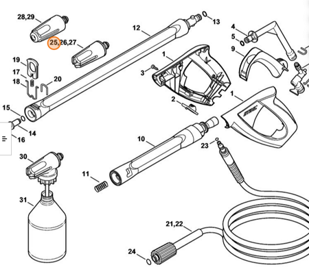 Dysza myjki z niebieskim oznaczeniem STIHL 4900-500-6324