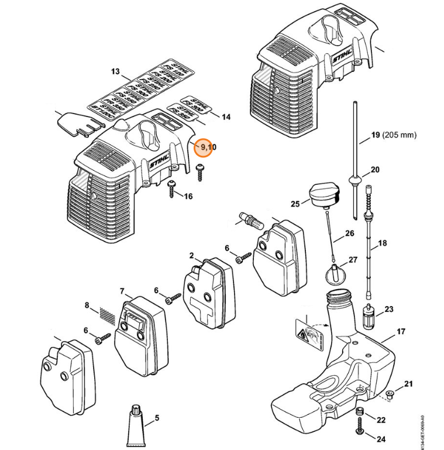 Pokrywa Tłumika Kosy STIHL 4134-084-0910