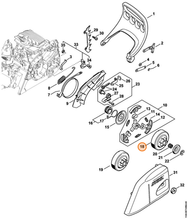 STIHL BĘBEN SPRZĘGŁA PIŁY MS, koło napędu łańcucha 3/8" Picco 6Z 1123-640-2073