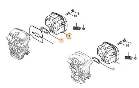 Tłumik Wydechu Spalin Pilarki STIHL MS 231 1143-140-0665