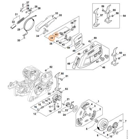 Zestaw Czołowego Koła Zębatego Śruba Napinacza STIHL 1125-007-1021